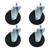 Bk Resources 5-inch Threaded Stem Casters, Hard Rubber Wheels, Brake, 300lb Cap, Grease/Water Resistant, 4PK 5SBR-4ST-HR-PS4